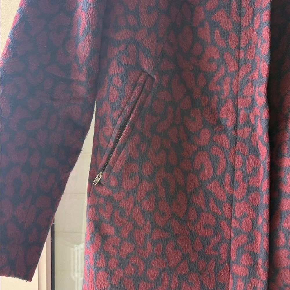 LOFT Burgundy and Blue Patterned Peacoat and Matching Sweater Set